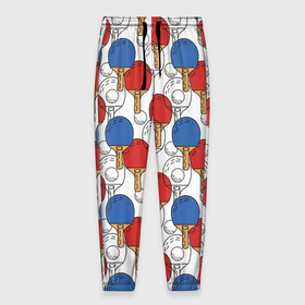 Мужские брюки 3D с принтом Настольный теннис   ракетки в Петрозаводске, 100% полиэстер | манжеты по низу, эластичный пояс регулируется шнурком, по бокам два кармана без застежек, внутренняя часть кармана из мелкой сетки | 