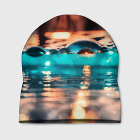 Шапка 3D с принтом Поверхность воды на закате макро в Тюмени, 100% полиэстер | универсальный размер, печать по всей поверхности изделия | Тематика изображения на принте: 
