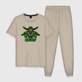 Мужская пижама хлопок с принтом Ninja of the galaxy в Тюмени, 100% хлопок | брюки и футболка прямого кроя, без карманов, на брюках мягкая резинка на поясе и по низу штанин
 | Тематика изображения на принте: 