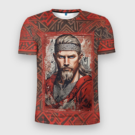 Мужская футболка 3D Slim с принтом Витязь в Екатеринбурге, 100% полиэстер с улучшенными характеристиками | приталенный силуэт, круглая горловина, широкие плечи, сужается к линии бедра | 