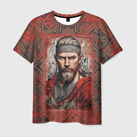 Мужская футболка 3D с принтом Витязь в Екатеринбурге, 100% полиэфир | прямой крой, круглый вырез горловины, длина до линии бедер | 