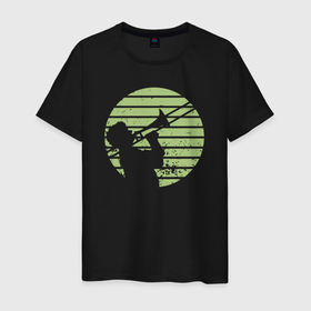 Мужская футболка хлопок с принтом Джазовый трубач в Тюмени, 100% хлопок | прямой крой, круглый вырез горловины, длина до линии бедер, слегка спущенное плечо. | 