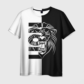 Мужская футболка 3D с принтом Lion   лев в Белгороде, 100% полиэфир | прямой крой, круглый вырез горловины, длина до линии бедер | Тематика изображения на принте: 