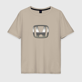 Мужская футболка хлопок Oversize с принтом Honda sport auto silver в Белгороде, 100% хлопок | свободный крой, круглый ворот, “спинка” длиннее передней части | Тематика изображения на принте: 