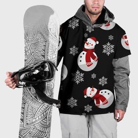 Накидка на куртку 3D с принтом Снеговички в зимних шапочках со снежинками , 100% полиэстер |  | 