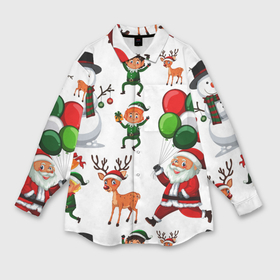 Мужская рубашка oversize 3D с принтом Зимний праздник   деды морозы гномы олени в Екатеринбурге,  |  | 