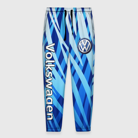 Мужские брюки 3D с принтом Volkswagen   синий камуфляж в Кировске, 100% полиэстер | манжеты по низу, эластичный пояс регулируется шнурком, по бокам два кармана без застежек, внутренняя часть кармана из мелкой сетки | 