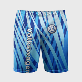 Мужские шорты спортивные с принтом Volkswagen   синий камуфляж в Тюмени,  |  | Тематика изображения на принте: 