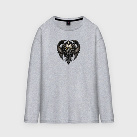 Мужской лонгслив oversize хлопок с принтом Демон ордена покоя в Ухте,  |  | 