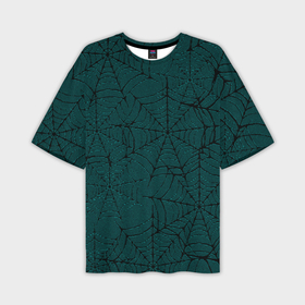 Мужская футболка oversize 3D с принтом Паутина тёмно зелёный в Екатеринбурге,  |  | Тематика изображения на принте: 