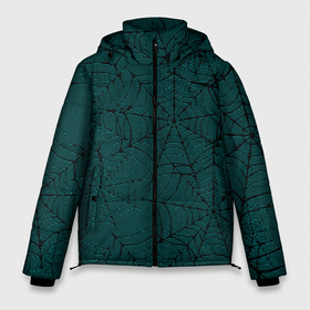 Мужская зимняя куртка 3D с принтом Паутина тёмно зелёный в Екатеринбурге, верх — 100% полиэстер; подкладка — 100% полиэстер; утеплитель — 100% полиэстер | длина ниже бедра, свободный силуэт Оверсайз. Есть воротник-стойка, отстегивающийся капюшон и ветрозащитная планка. 

Боковые карманы с листочкой на кнопках и внутренний карман на молнии. | Тематика изображения на принте: 