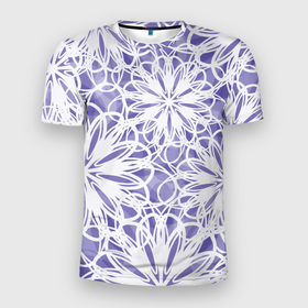 Мужская футболка 3D Slim с принтом Стилизованные цветы абстракция в Екатеринбурге, 100% полиэстер с улучшенными характеристиками | приталенный силуэт, круглая горловина, широкие плечи, сужается к линии бедра | 