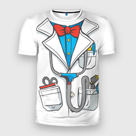 Мужская футболка 3D Slim с принтом Костюм доктора в Белгороде, 100% полиэстер с улучшенными характеристиками | приталенный силуэт, круглая горловина, широкие плечи, сужается к линии бедра | 