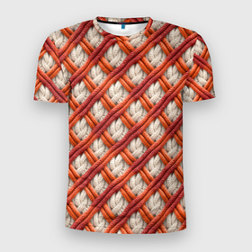 Мужская футболка 3D Slim с принтом Вязание крючком пряжа в Новосибирске, 100% полиэстер с улучшенными характеристиками | приталенный силуэт, круглая горловина, широкие плечи, сужается к линии бедра | Тематика изображения на принте: 