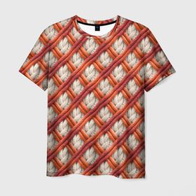 Мужская футболка 3D с принтом Вязание крючком пряжа в Новосибирске, 100% полиэфир | прямой крой, круглый вырез горловины, длина до линии бедер | 