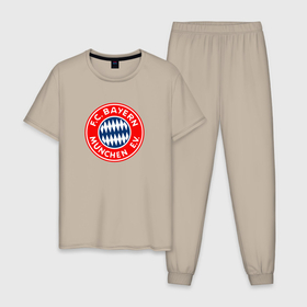 Мужская пижама хлопок с принтом Бавария  клуб , 100% хлопок | брюки и футболка прямого кроя, без карманов, на брюках мягкая резинка на поясе и по низу штанин
 | 