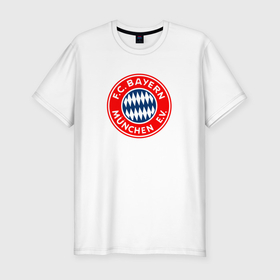Мужская футболка хлопок Slim с принтом Бавария  клуб , 92% хлопок, 8% лайкра | приталенный силуэт, круглый вырез ворота, длина до линии бедра, короткий рукав | 