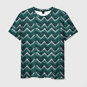Мужская футболка 3D с принтом Зеленый вязанный  стиль , 100% полиэфир | прямой крой, круглый вырез горловины, длина до линии бедер | 
