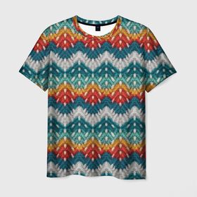 Мужская футболка 3D с принтом Вязанный абстрактный стиль в Белгороде, 100% полиэфир | прямой крой, круглый вырез горловины, длина до линии бедер | 