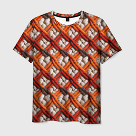 Мужская футболка 3D с принтом Вязанные треугольники в Новосибирске, 100% полиэфир | прямой крой, круглый вырез горловины, длина до линии бедер | 