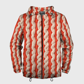 Мужская ветровка 3D с принтом Вязанные оранжевые белые полосы в Новосибирске, 100% полиэстер | подол и капюшон оформлены резинкой с фиксаторами, два кармана без застежек по бокам, один потайной карман на груди | 