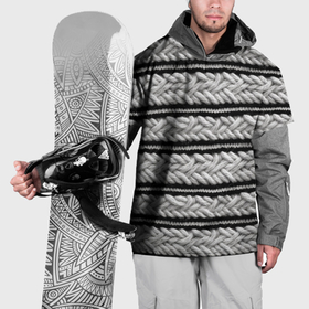 Накидка на куртку 3D с принтом Вязанный серый стиль в Санкт-Петербурге, 100% полиэстер |  | 