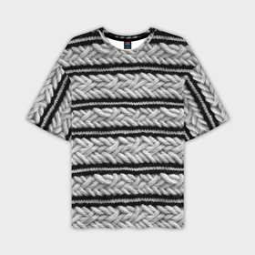 Мужская футболка oversize 3D с принтом Вязанный серый стиль в Санкт-Петербурге,  |  | 