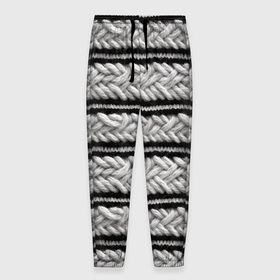 Мужские брюки 3D с принтом Вязанный серый стиль в Санкт-Петербурге, 100% полиэстер | манжеты по низу, эластичный пояс регулируется шнурком, по бокам два кармана без застежек, внутренняя часть кармана из мелкой сетки | 