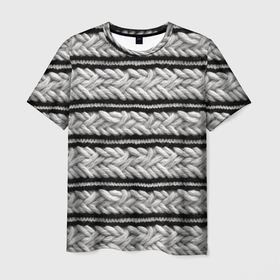Мужская футболка 3D с принтом Вязанный серый стиль , 100% полиэфир | прямой крой, круглый вырез горловины, длина до линии бедер | 
