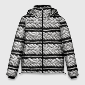 Мужская зимняя куртка 3D с принтом Вязанный серый стиль в Санкт-Петербурге, верх — 100% полиэстер; подкладка — 100% полиэстер; утеплитель — 100% полиэстер | длина ниже бедра, свободный силуэт Оверсайз. Есть воротник-стойка, отстегивающийся капюшон и ветрозащитная планка. 

Боковые карманы с листочкой на кнопках и внутренний карман на молнии. | Тематика изображения на принте: 