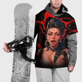 Накидка на куртку 3D с принтом Карлах   красные разводы   врата балдура в Кировске, 100% полиэстер |  | Тематика изображения на принте: 