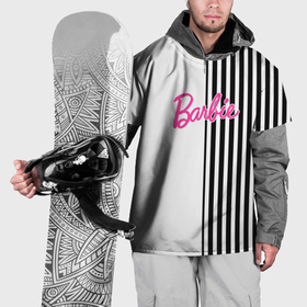 Накидка на куртку 3D с принтом Барби   белый и черные полосы в Санкт-Петербурге, 100% полиэстер |  | Тематика изображения на принте: 