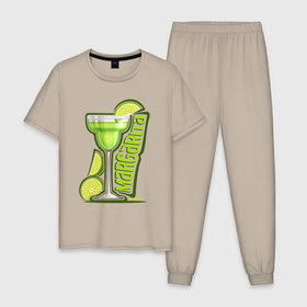 Мужская пижама хлопок с принтом Коктейль Маргарита в Курске, 100% хлопок | брюки и футболка прямого кроя, без карманов, на брюках мягкая резинка на поясе и по низу штанин
 | 