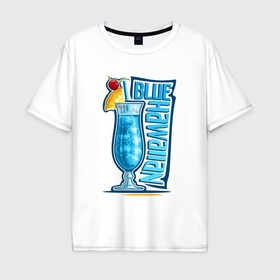 Мужская футболка хлопок Oversize с принтом Голубые Гавайи в Кировске, 100% хлопок | свободный крой, круглый ворот, “спинка” длиннее передней части | 