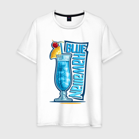 Мужская футболка хлопок с принтом Голубые Гавайи в Кировске, 100% хлопок | прямой крой, круглый вырез горловины, длина до линии бедер, слегка спущенное плечо. | Тематика изображения на принте: 