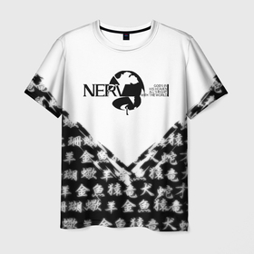 Мужская футболка 3D с принтом Евангелион логотип Nerv anime , 100% полиэфир | прямой крой, круглый вырез горловины, длина до линии бедер | 