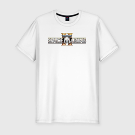 Мужская футболка хлопок Slim с принтом Warhammer 40000 space marine 2 logo в Петрозаводске, 92% хлопок, 8% лайкра | приталенный силуэт, круглый вырез ворота, длина до линии бедра, короткий рукав | Тематика изображения на принте: 