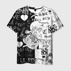 Мужская футболка 3D с принтом Lil peep logo rap в Санкт-Петербурге, 100% полиэфир | прямой крой, круглый вырез горловины, длина до линии бедер | 