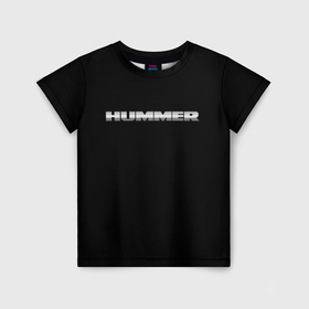 Детская футболка 3D с принтом Хаммер серый цвет лого в Кировске, 100% гипоаллергенный полиэфир | прямой крой, круглый вырез горловины, длина до линии бедер, чуть спущенное плечо, ткань немного тянется | 
