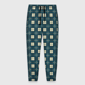 Мужские брюки 3D с принтом Клетчатый зелёно бежевый в Кировске, 100% полиэстер | манжеты по низу, эластичный пояс регулируется шнурком, по бокам два кармана без застежек, внутренняя часть кармана из мелкой сетки | 
