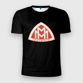 Мужская футболка 3D Slim с принтом Maybach logo в Тюмени, 100% полиэстер с улучшенными характеристиками | приталенный силуэт, круглая горловина, широкие плечи, сужается к линии бедра | 