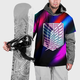 Накидка на куртку 3D с принтом Attack on Titan stripes neon в Тюмени, 100% полиэстер |  | Тематика изображения на принте: 