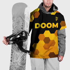 Накидка на куртку 3D с принтом Doom   gold gradient: символ сверху в Курске, 100% полиэстер |  | 