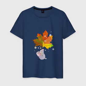 Мужская футболка хлопок с принтом Осенний мышь , 100% хлопок | прямой крой, круглый вырез горловины, длина до линии бедер, слегка спущенное плечо. | 