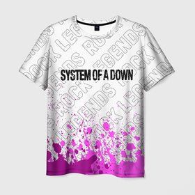 Мужская футболка 3D с принтом System of a Down rock legends: символ сверху в Петрозаводске, 100% полиэфир | прямой крой, круглый вырез горловины, длина до линии бедер | Тематика изображения на принте: 