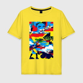 Мужская футболка хлопок Oversize с принтом Pop art fantasy   neural network в Санкт-Петербурге, 100% хлопок | свободный крой, круглый ворот, “спинка” длиннее передней части | 