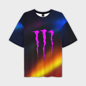 Мужская футболка oversize 3D с принтом Monster energy gradient color в Рязани,  |  | Тематика изображения на принте: 