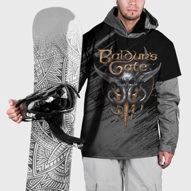 Накидка на куртку 3D с принтом Балудрс гейт лого   черно белый в Санкт-Петербурге, 100% полиэстер |  | Тематика изображения на принте: 