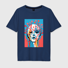 Мужская футболка хлопок Oversize с принтом Абстрактный женский портрет в Екатеринбурге, 100% хлопок | свободный крой, круглый ворот, “спинка” длиннее передней части | Тематика изображения на принте: 