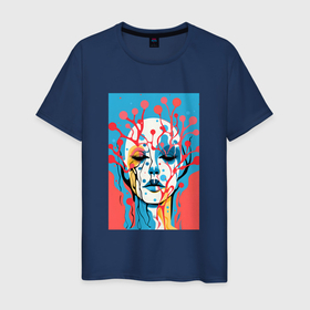 Мужская футболка хлопок с принтом Абстрактный женский портрет в Екатеринбурге, 100% хлопок | прямой крой, круглый вырез горловины, длина до линии бедер, слегка спущенное плечо. | 